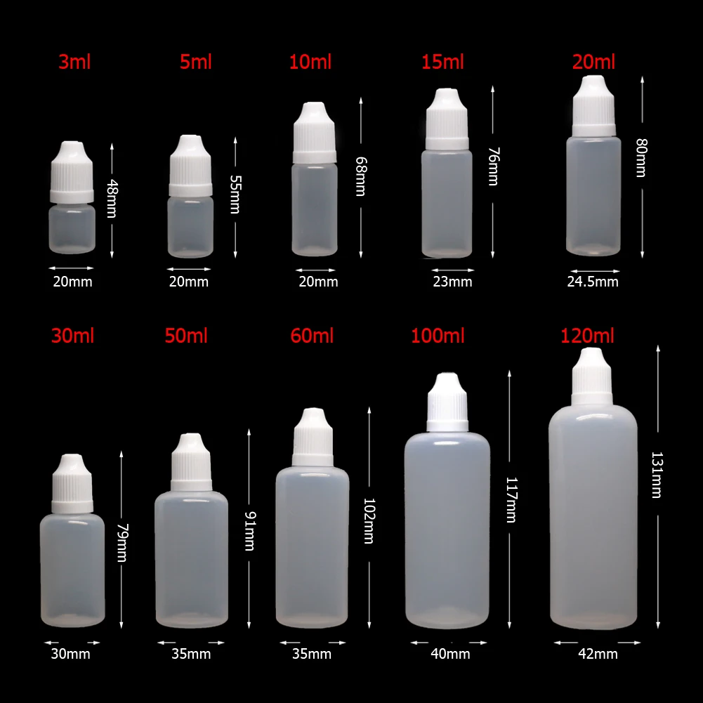 5PCS X 5ML-120ML Plastic Dropp - Juice Bottle Dropper 评论和价格