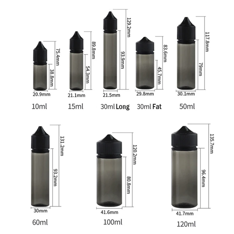 5Pcs 10/15/30/60/100/120ml Bla - Juice Bottle Dropper 评论和价格