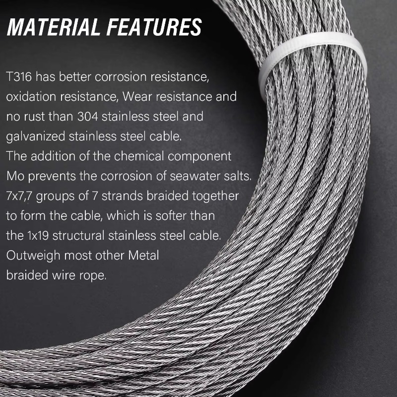 Wire Rope 7X19 Diameter 3.18mm - Stainless Wire Ss316 评论和价格